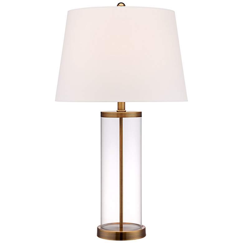 Glass and Gold Cylinder Fillable Table Lamp - Image 0