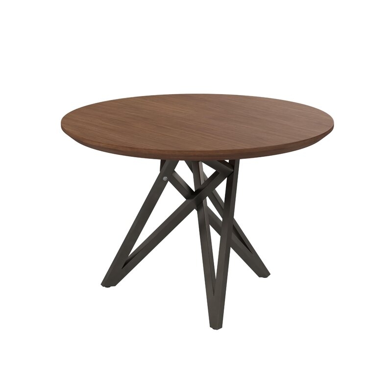 Walnut Dining Table With Brushed Gray Stainless Steel Legs - Image 0