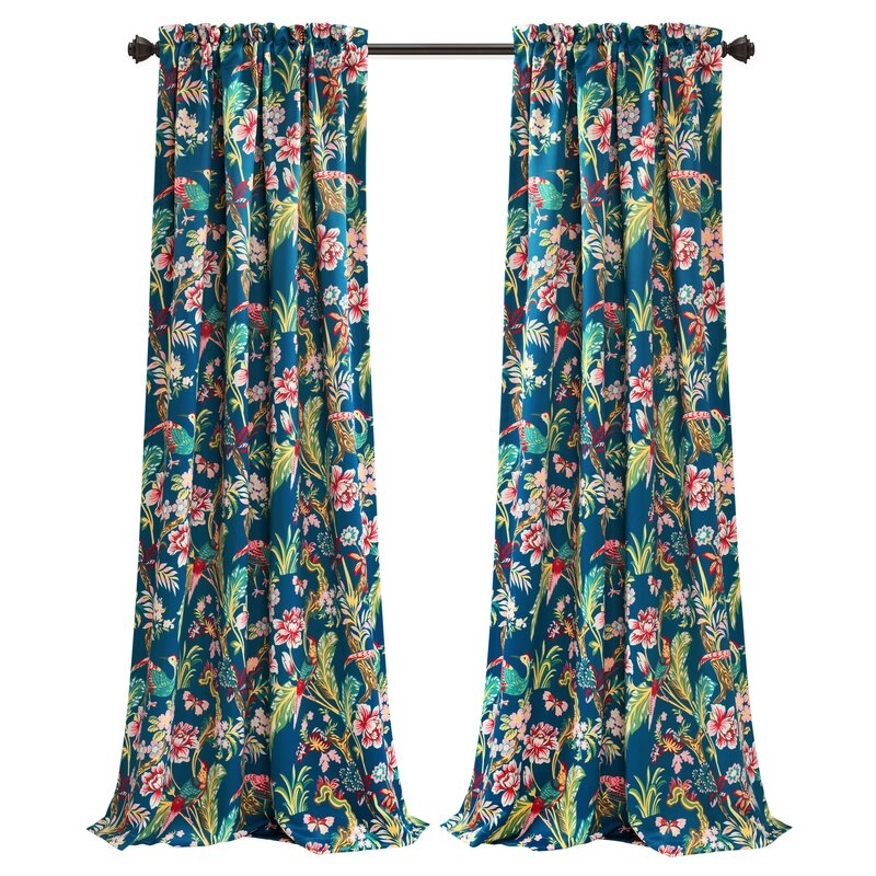 Panagia Floral Room Darkening Thermal Rod Pocket Curtain Panels (Set of 2) - Image 0