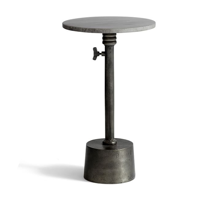 Melvin Round Marble Adjustable Accent Table, Ebony - Image 0
