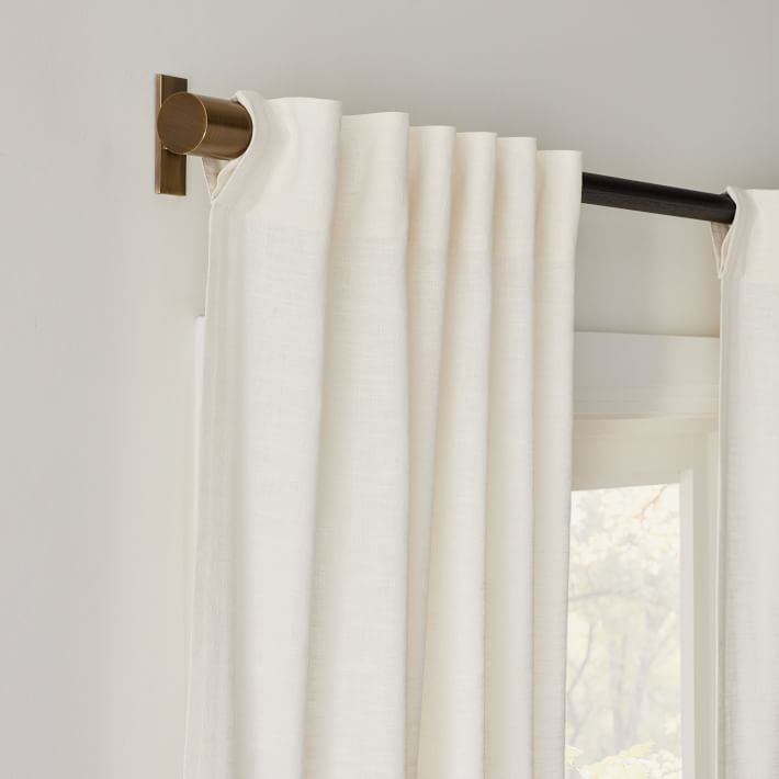 Textured Luxe Linen Curtain, Alabaster, 48"x84" - Image 1