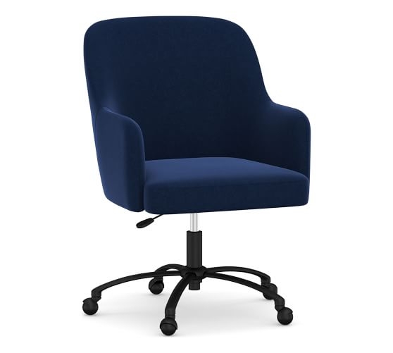 Dublin Upholstered Desk Chair, Bronze Swivel Base, Performance Everydayvelvet(TM) Navy - Image 0