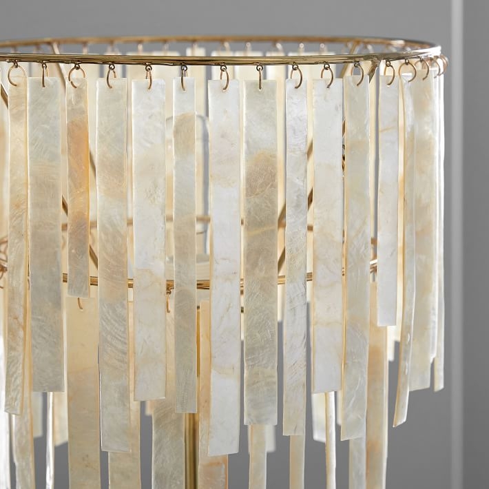 Capiz Strip Floor Lamp, Pearl/Gold - Image 1