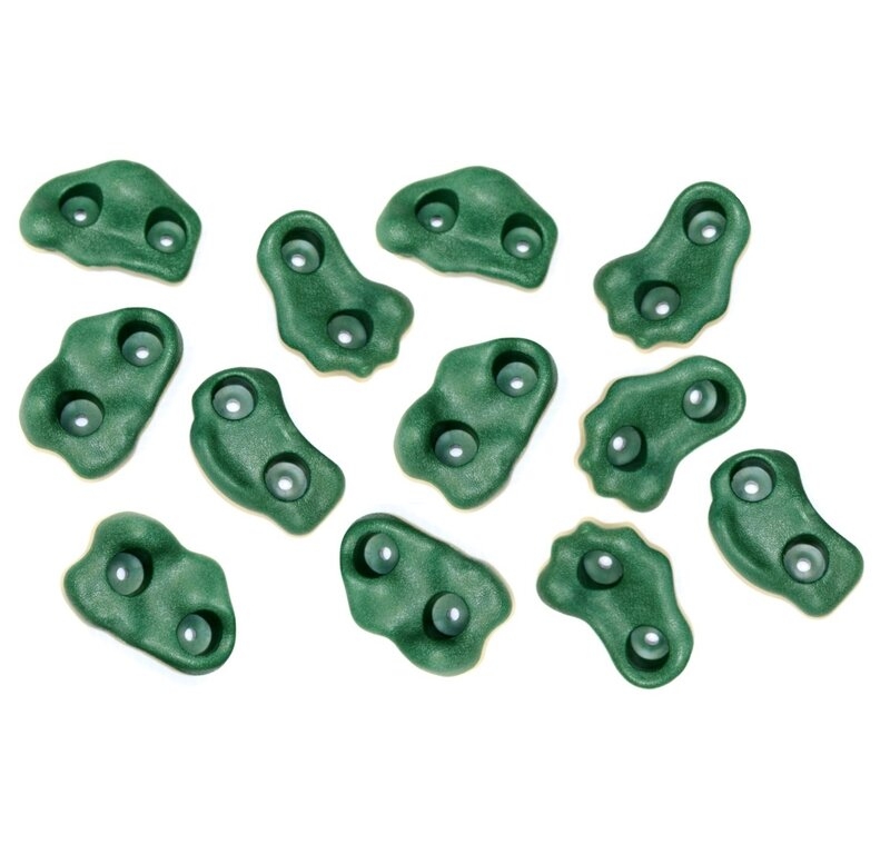 Green Textured Playground Rock Wall Climbing Hand Holds for Kids (Set of 12) - Image 0