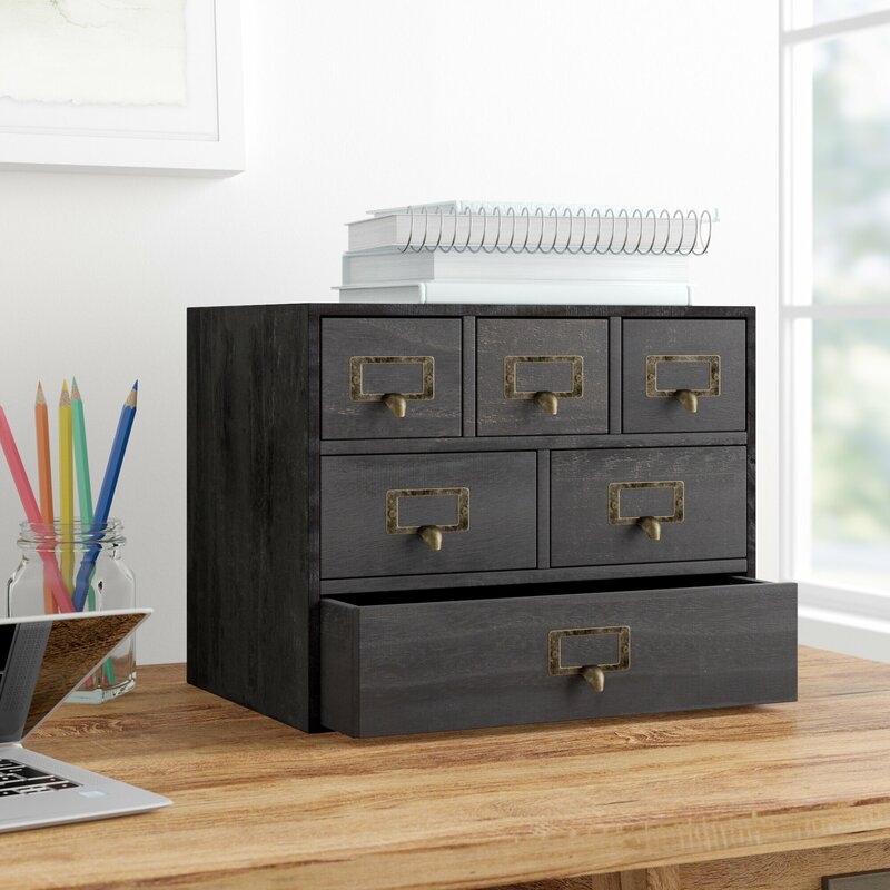 Sudbury Apothecary Wood 6 Drawer Desktop Organizer - Image 1