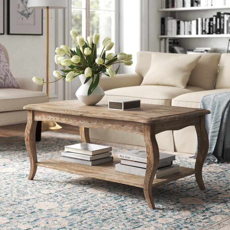 Francoise Solid Wood Coffee Table with Storage - Image 2