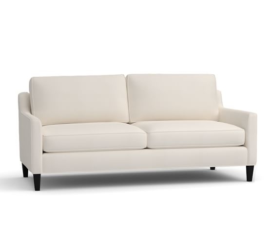 Beverly Upholstered Sofa 80", Polyester Wrapped Cushions, Performance Slub Cotton Ivory - Image 0