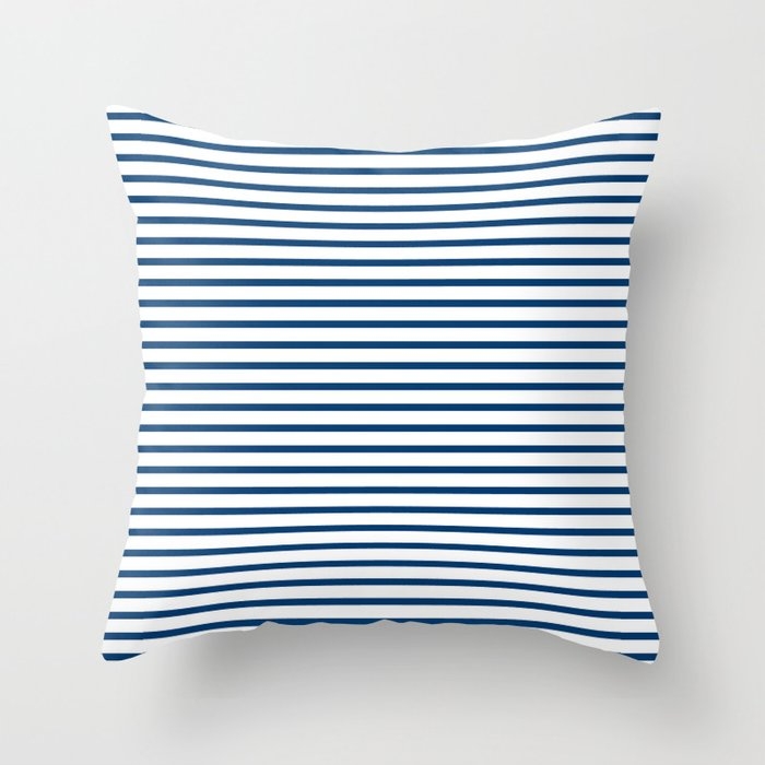 Sailor Stripes Navy & White Throw Pillow, Outdoor - Image 0