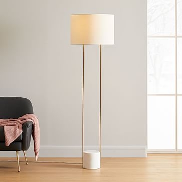 Industrial Outline Floor Lamp, Marble + Antique Brass - Image 0