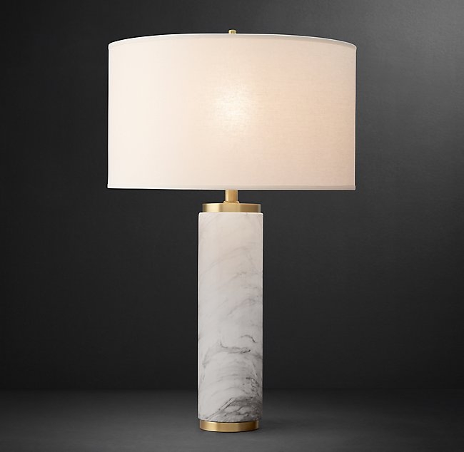 CYLINDRICAL COLUMN MARBLE TABLE LAMP - Image 0
