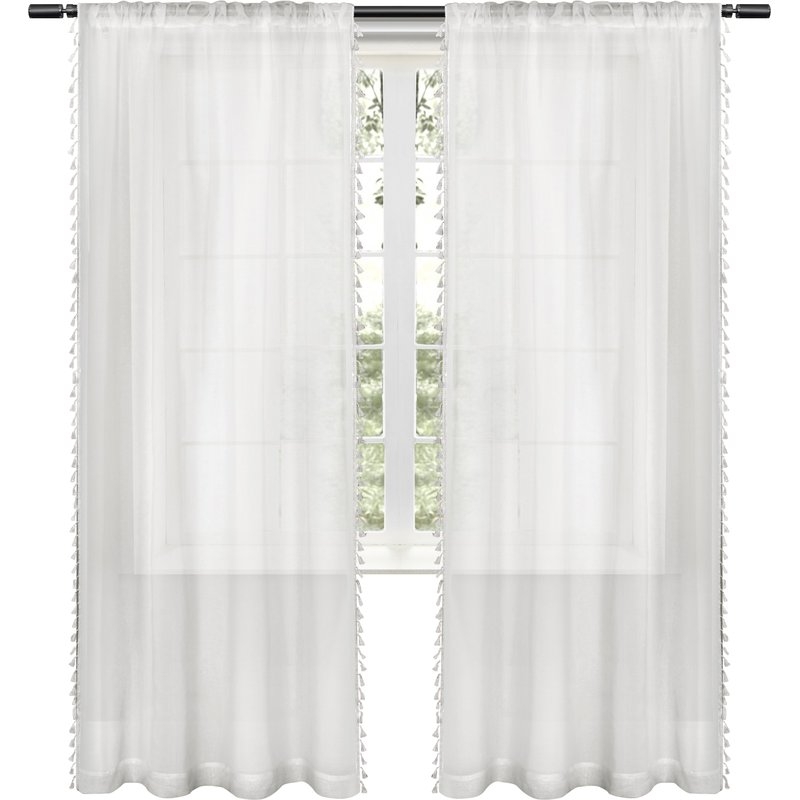 Solid Sheer Rod Pocket Curtain Panels -Set of 2 - Image 0