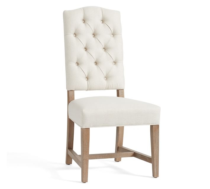 Ashton Tufted Side Chair, Performance Heathered Tweed, Ivory - Image 0