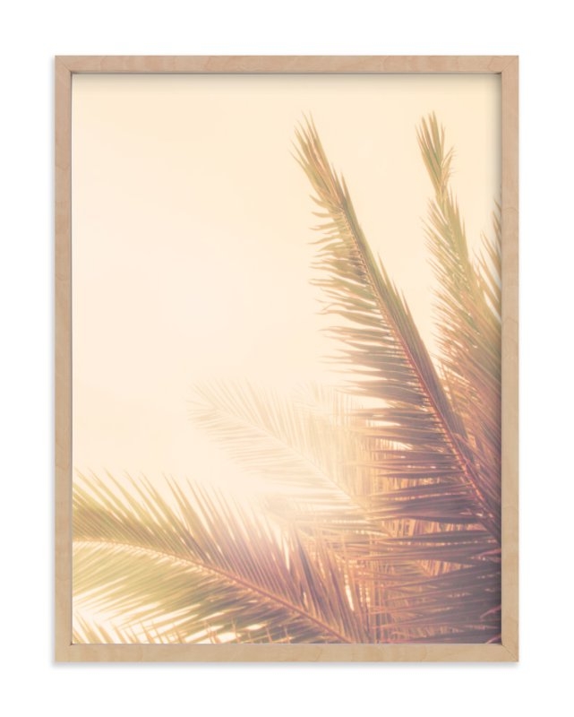 Golden palm tree - 18" x 24"	 - Natural raw wood frame - Image 0