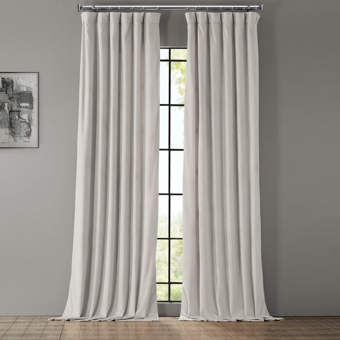 Livia Velvet Solid Color Room Darkening Thermal Rod Pocket Single Curtain Panel - Image 0