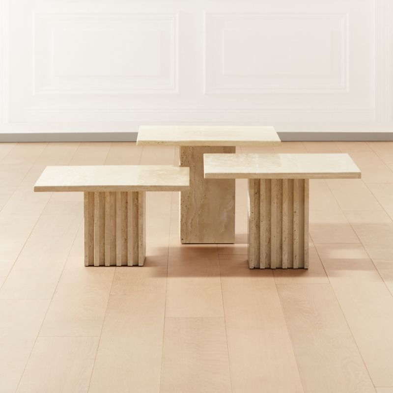 Carve Travertine Small Cocktail Table - Image 1