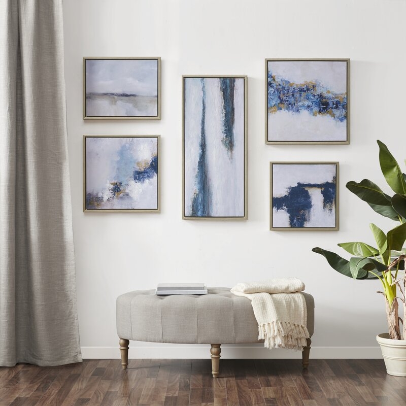 Martha Stewart Blue Drift Abstract 5-piece Gallery Frame - Image 3