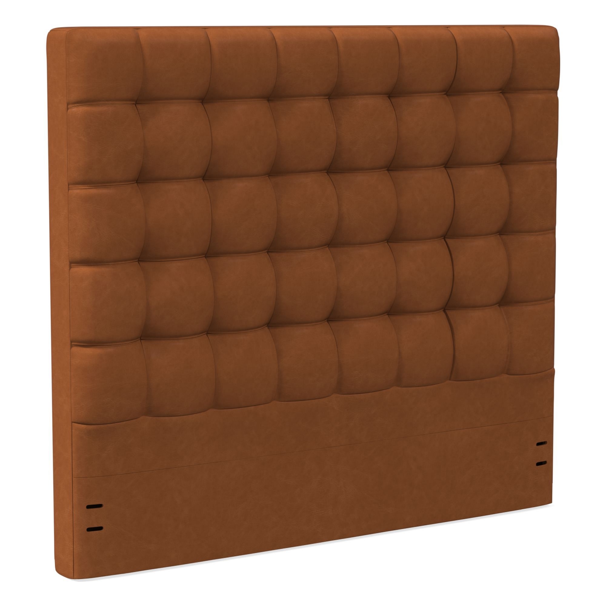 Grid Tufted Wall Mounted Headboard, Queen, Vegan Leather Saddle, Saddle - Image 2