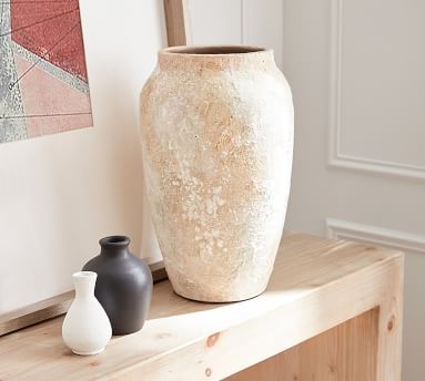 Artisan Handcrafted Terracotta Vase, Urn, Natural - Image 1