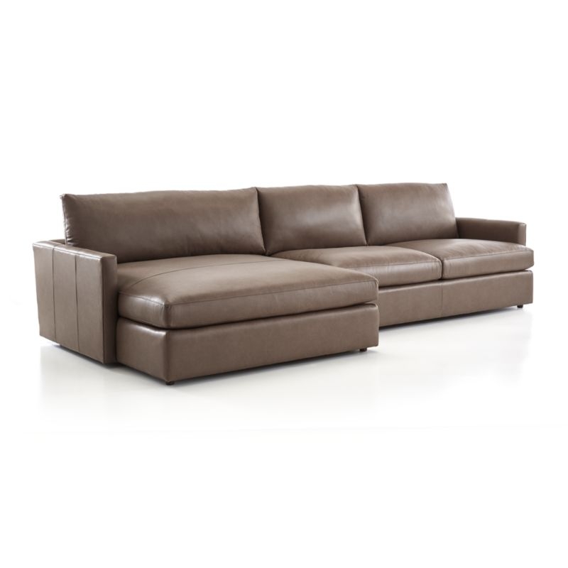 Lounge II Leather 2-Piece Left Arm Double Chaise Sectional Sofa. Lavista, Putty - Image 2