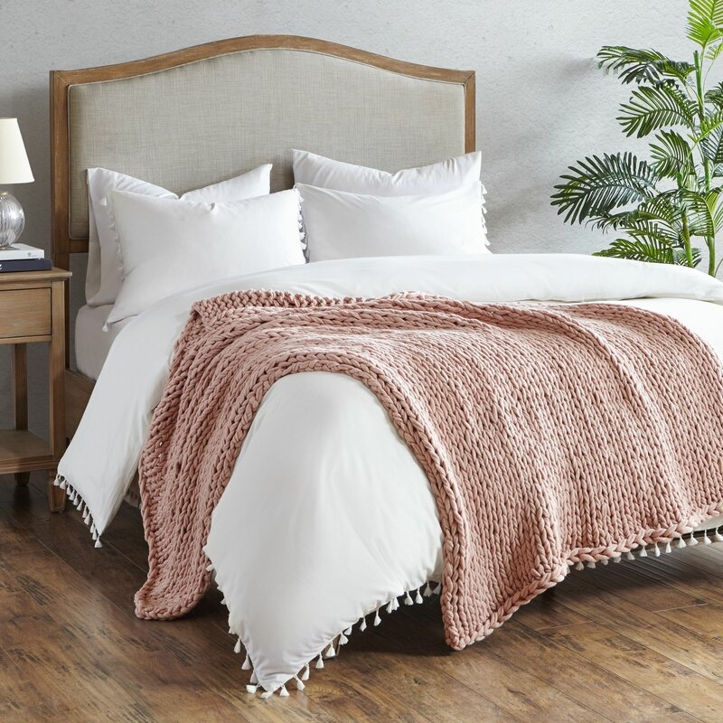 Tazewell Chunky Double Knit Throw - Blush - Image 1