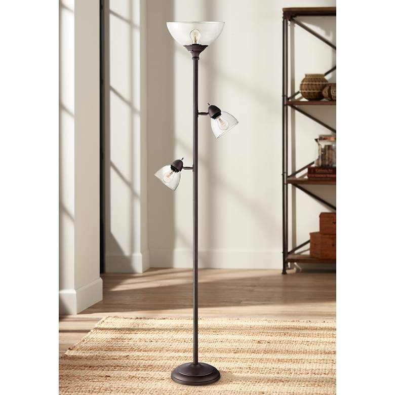 360 Lighting Riley 72" High Bronze 3-Light Tree Torchiere Floor Lamp - Image 2
