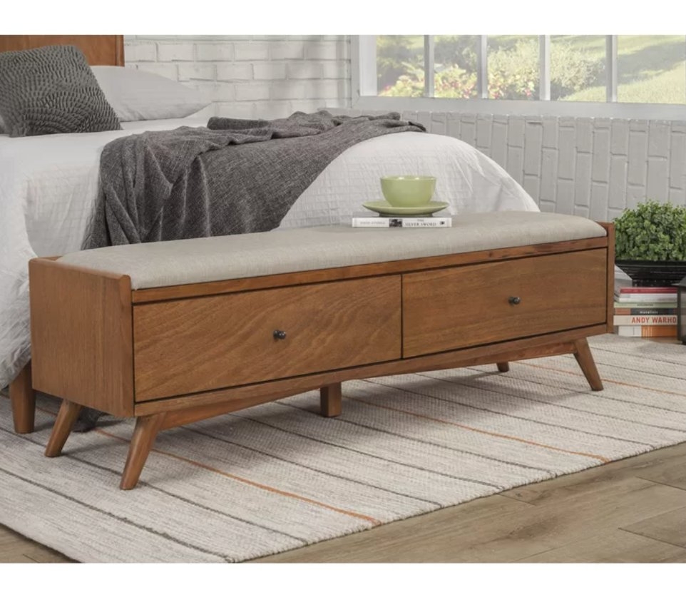Williams Upholstered Wood Drawer Storage Bench - Image 2