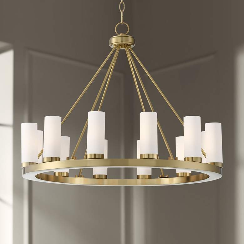 Tila 29 1/2" Wide French Brass and Glass 12-Light Chandelier - Image 1