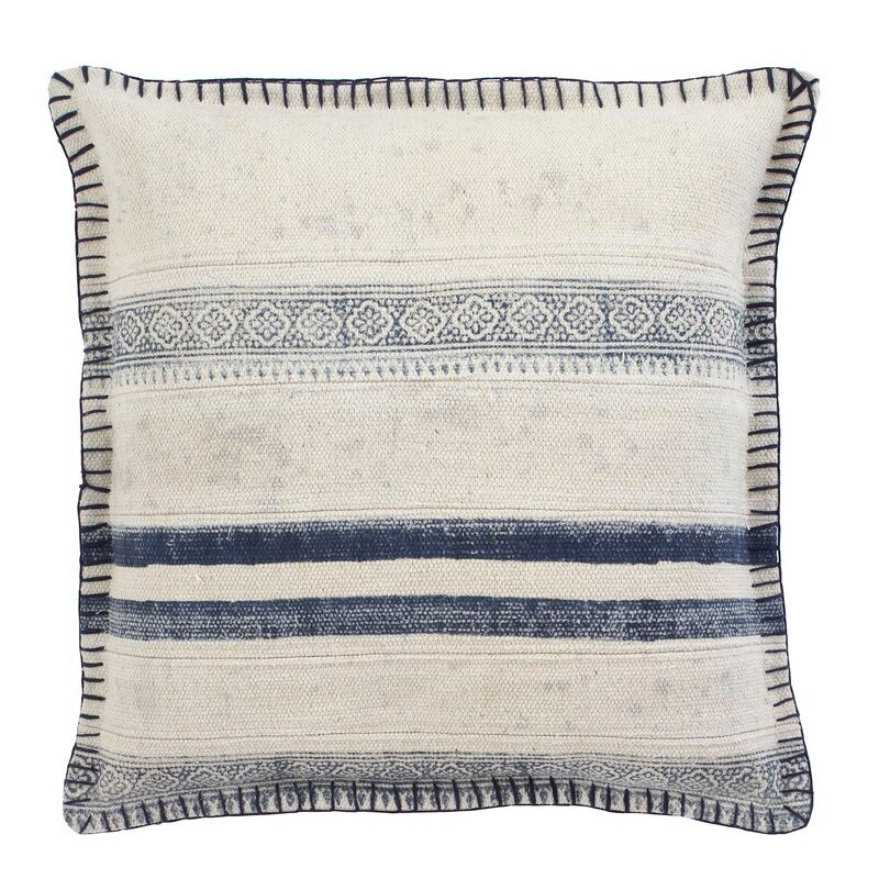 Vanston Striped Cotton 20" Throw Pillow Cover - Image 0