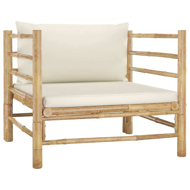 Bay Isle Home™ Garden Sofa With Cream White Cushions Bamboo - Image 0