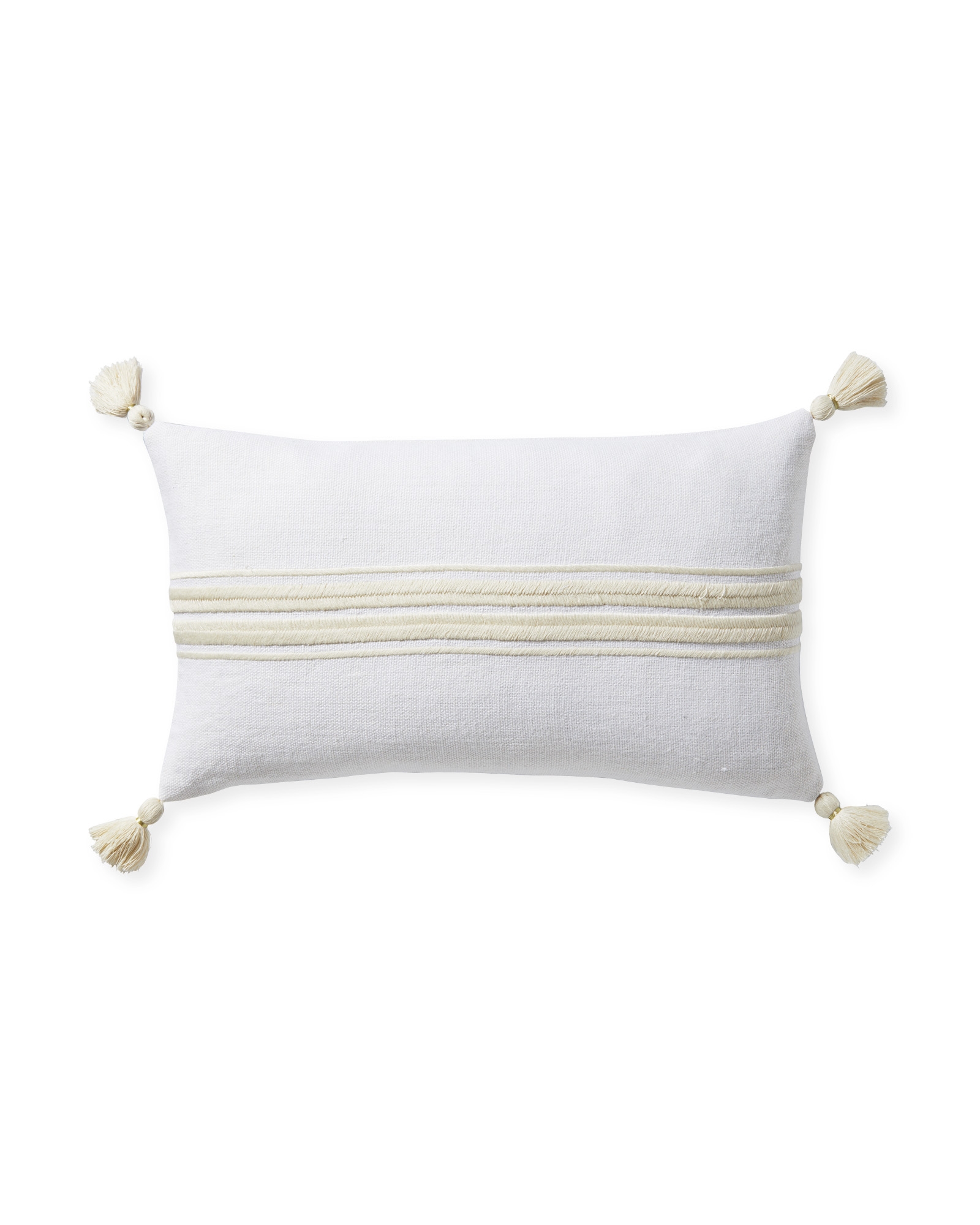 Addie Stripe Tassel 12" x 21" Pillow Cover - White/Ivory- Insert Sold Separately - Image 0