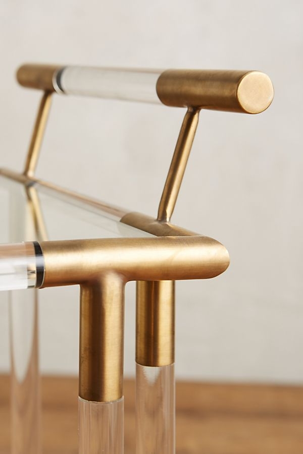 Oscarine Lucite Bar Cart By Anthropologie in Gold - Image 1