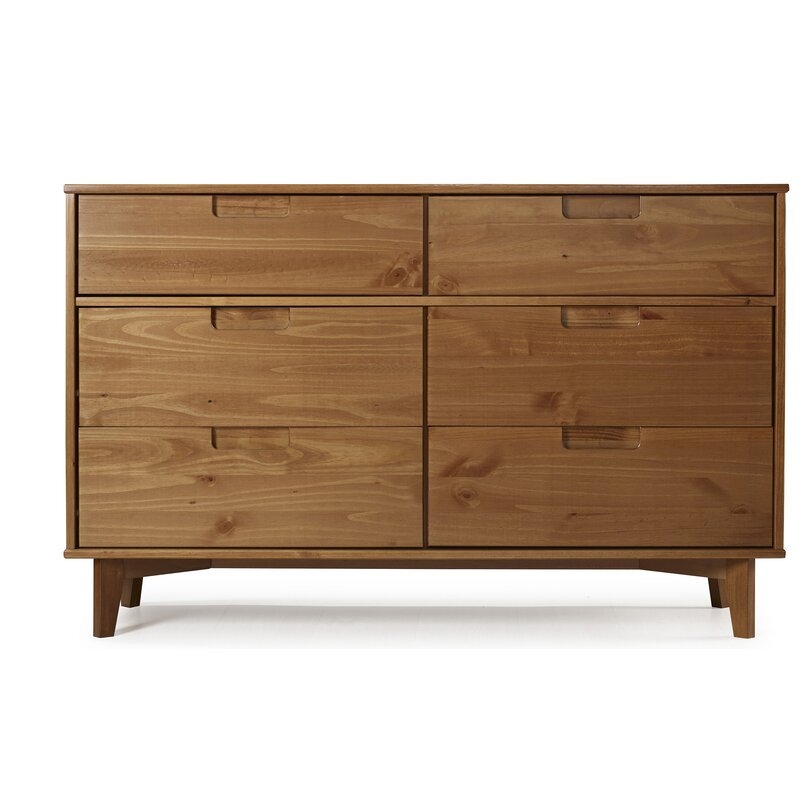 Caramel Cecille Groove 6 Drawer Double Dresser - Image 4