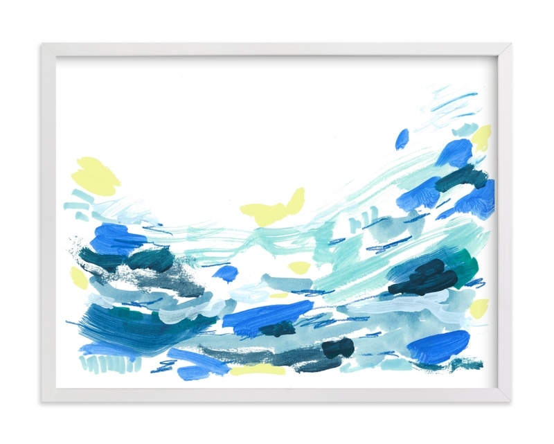Ocean Water Landscape - 24" x 18", white wood frame - Image 0