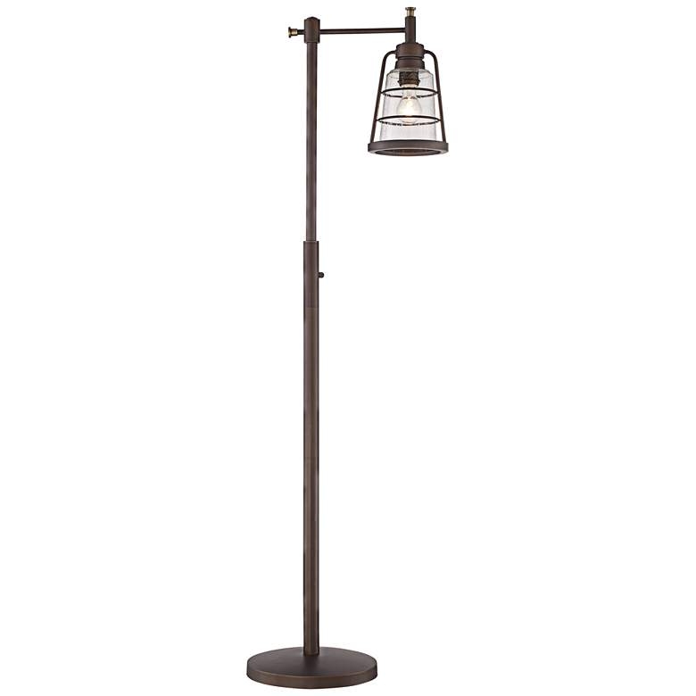 Franklin Iron Averill 61" Industrial Bronze Seeded Glass Floor Lamp - Image 1