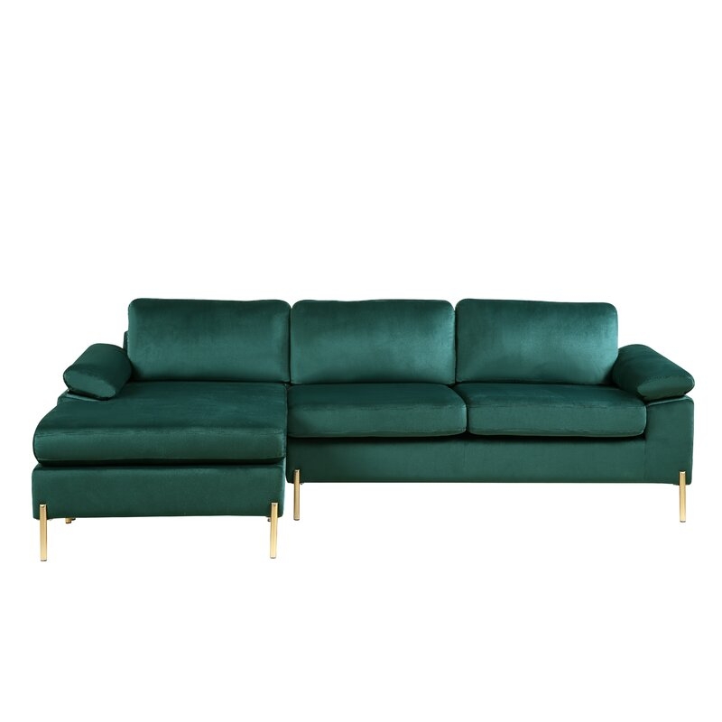 Lian 101" Wide Velvet Reversible Sofa & Chaise - Image 1
