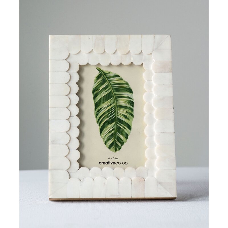Ishee Scalloped Bone and Wood Picture Frame - Image 1