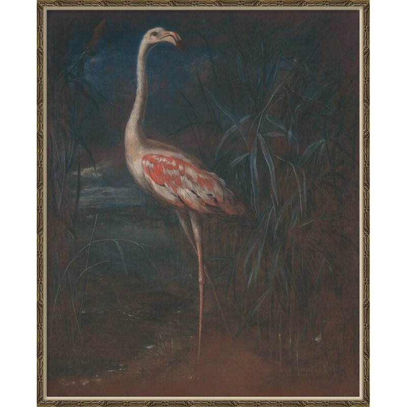 Soicher Marin K-PER-20-0845 The Mysterious Flamingo - Floater Frame Painting on Canvas Size: 27.5" H x 22.5" W x 1.5" D - Image 0
