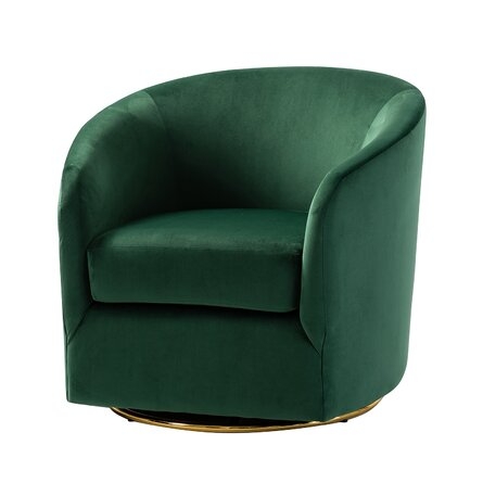 Adnand Swivel Chair With Metal Base, Green - Image 0