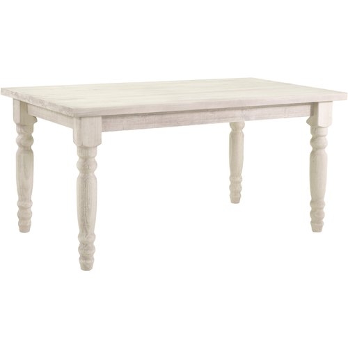 Valerie 63'' Pine Solid Wood Dining Table, Off-White - Image 1