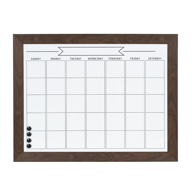 Framed Monthly Write On Calendar Magnetic Wall Mounted Dry Erase Board - Image 0