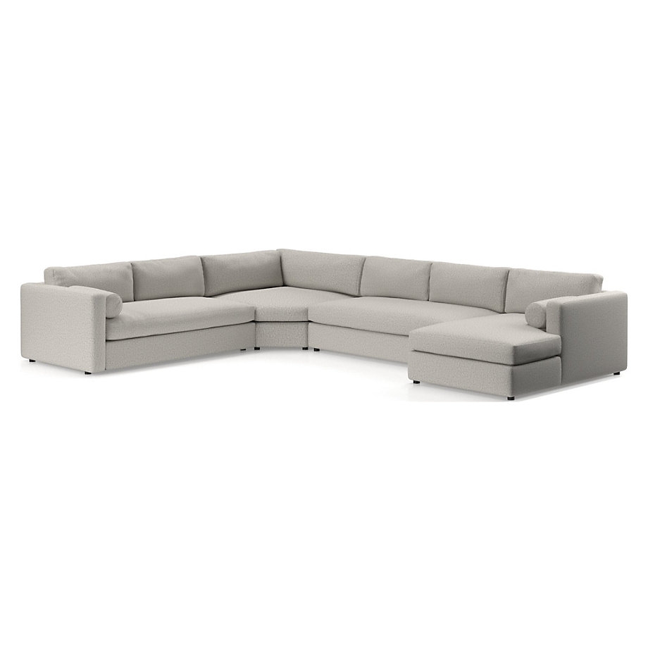 Aris Deep 4-Piece Right-Arm Chaise Sectional Bench Sofa with Wedge - Image 1