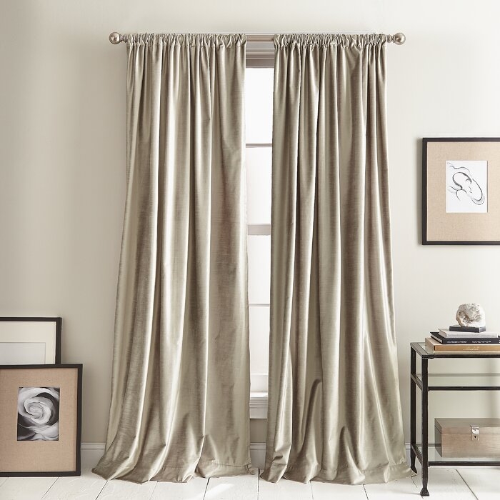 DKNY Modern Knotted Solid Room Darkening Rod Pocket Curtain Panels (Set of 2) CHAMPAGNE Color 50" X 108" - Image 0