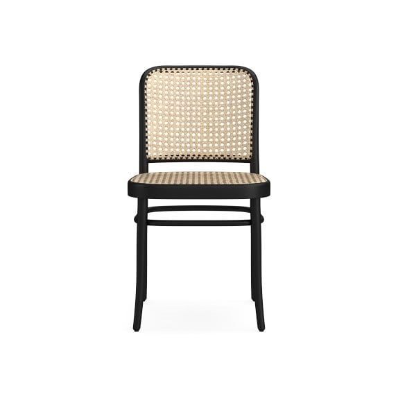 Ton #811 Dining Side Chair w/ Natural Cane Seat/Back, Black Grain - Image 0