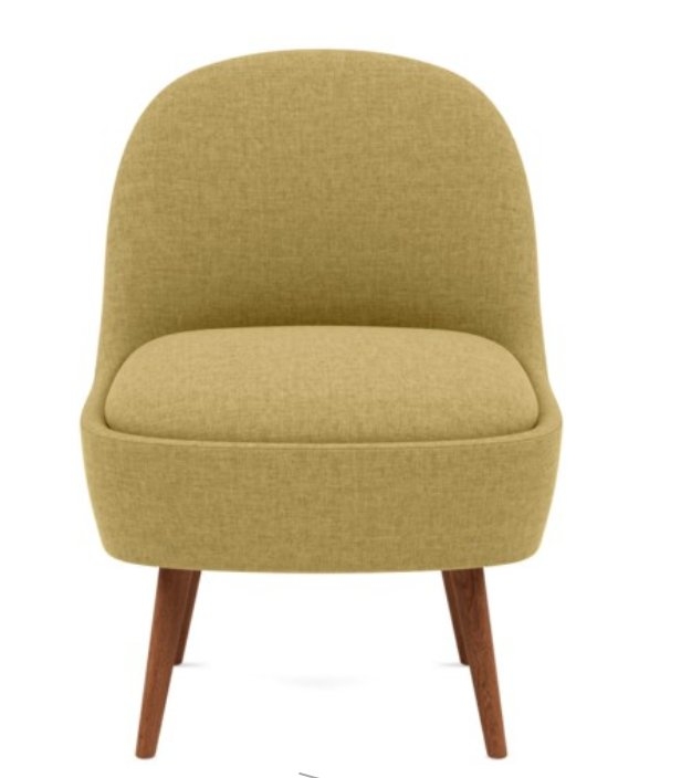 MADELINE Slipper Chair - Ochre Monochromatic Plush - Oiled Walnut Tall Wood Tapered - Image 2