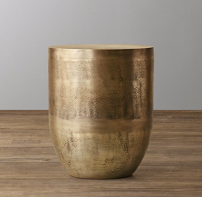 KENZIE DRUM SIDE TABLE - AGED BRASS - Image 0