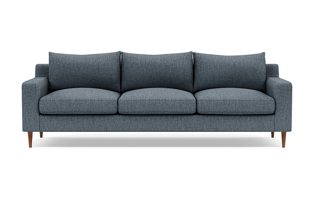 SLOAN 3-Seat Sofa, Rain Cross Weave, Oiled Walnut Tapered Round Wood - Image 0