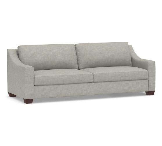 York Slope Arm Upholstered Grand Sofa 95.5", Down Blend Wrapped Cushions, Basketweave Slub Ash - Image 0
