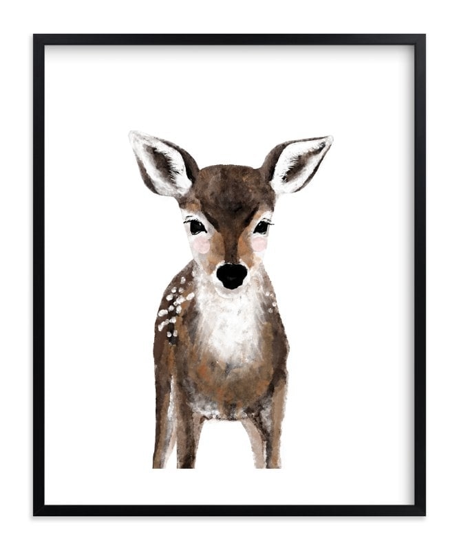 Baby Animal Deer 16 x 20 Black Frame - Image 0
