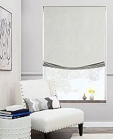 Relaxed Roman Shade - Luxe Linen, Oyster, Inside Mount, 46" W x 48" L, Continuous Loop, Right Control, Blackout Lining - Image 0