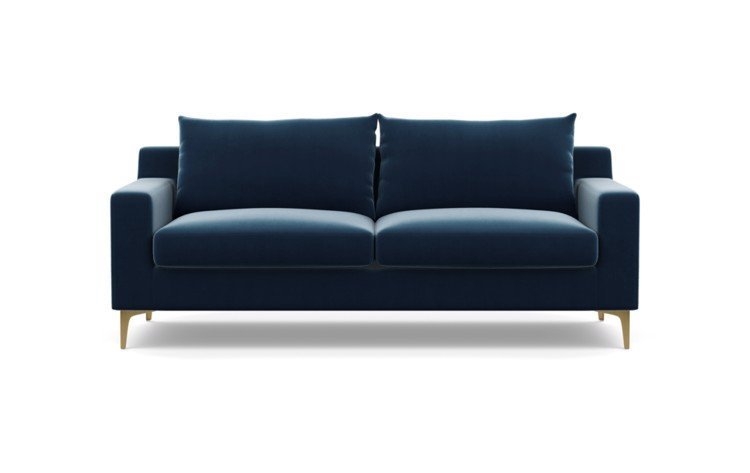 Sloan Sofa in Sapphire Fabric with Brass Plated Sloan L Leg - Image 0